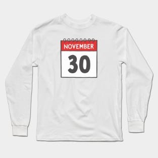 November 30th Daily Calendar Page Illustration Long Sleeve T-Shirt